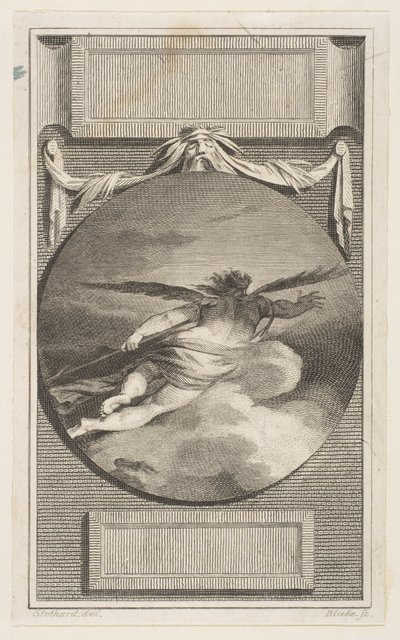 Geflügelte Figur, die durch Wolken fliegt, ca. 1780-87 von William Blake
