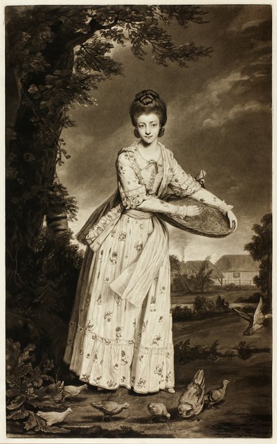 Mrs. Pelham füttert ihre Hühner von William Dickinson
