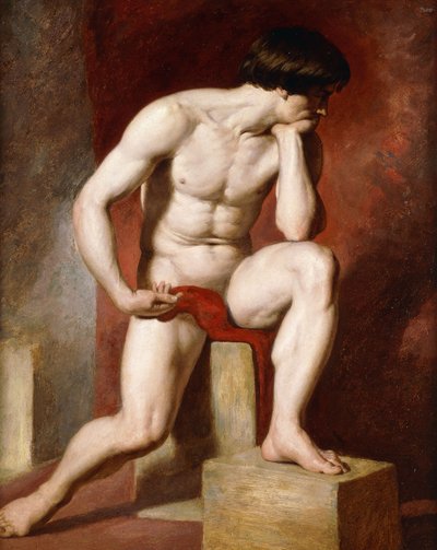 Ein männlicher Akt, sitzend, Ganzfigur von William Etty