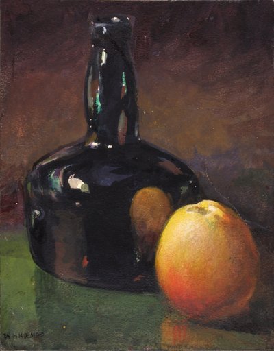 Stillleben - Äpfel und Flasche von William Henry Holmes