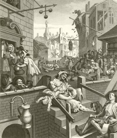 Beer Street und Gin Lane von William Hogarth