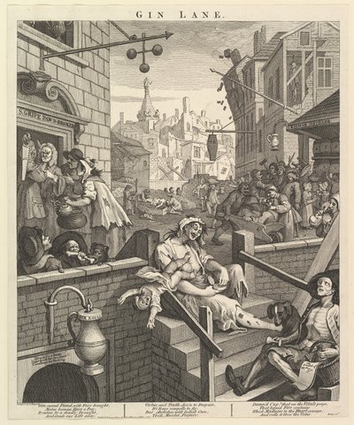 Gin Lane, 1. Februar 1751 von William Hogarth