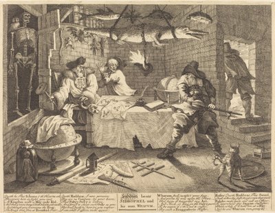 Hudibras schlägt Sidrophel und seinen Mann Whacum von William Hogarth