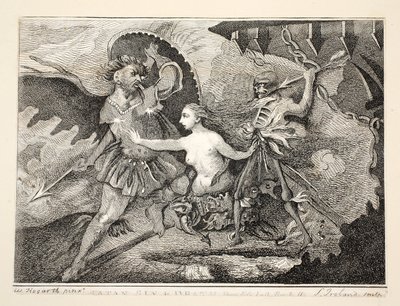 Satan, Sünde und Tod, veröffentlicht 1792 von William Hogarth