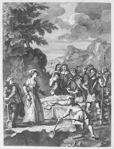 Die Beerdigung von Chrystom und Marcella verteidigt sich von William Hogarth