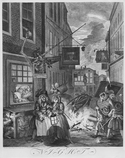 Tageszeiten, Nacht, 1738 von William Hogarth