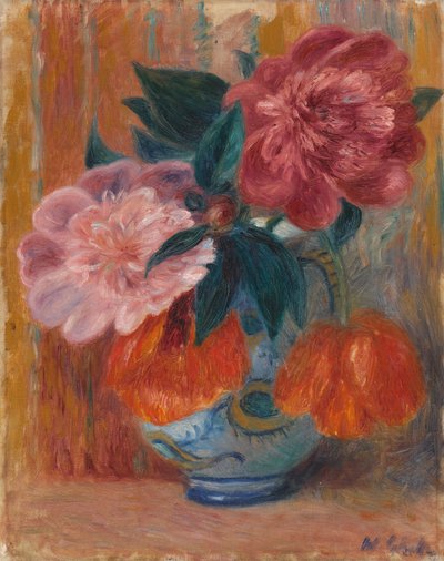Tulpen und Pfingstrosen im Krug von William James Glackens