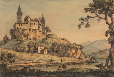 Burg mit Blick auf einen Fluss von William Marlow