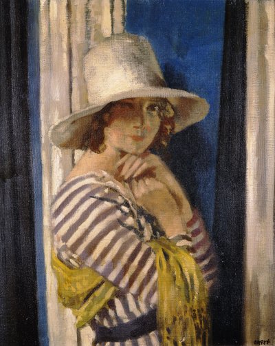 Mrs. Hone in einem gestreiften Kleid, ca. 1912 von William Orpen