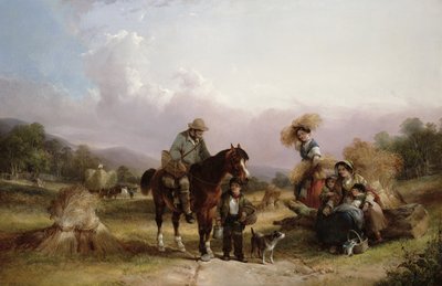Erntearbeiter begrüßen zwei Reisende von William Shayer