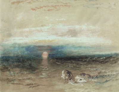 Sonnenuntergang über dem Meer mit Knurrhähnen von Joseph Mallord William Turner