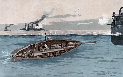 U-Boot, ca. 1905 von Willy Stöwer