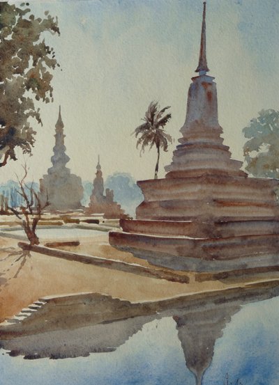 870 Sonnenaufgang, Wat Mahartat, Sukhotai von Wilson Clive