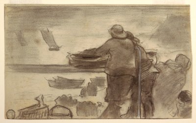 Strand mit Booten und Menschen, Cullercoats, England von Winslow Homer