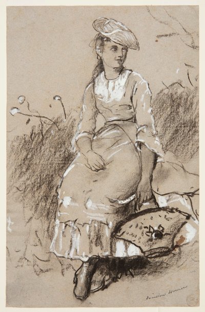 Sitzendes Mädchen mit einem Korb von Winslow Homer