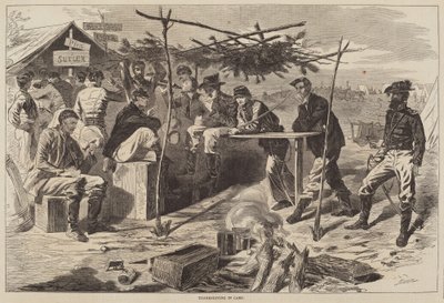 Thanksgiving im Lager, veröffentlicht 1862 von Winslow Homer