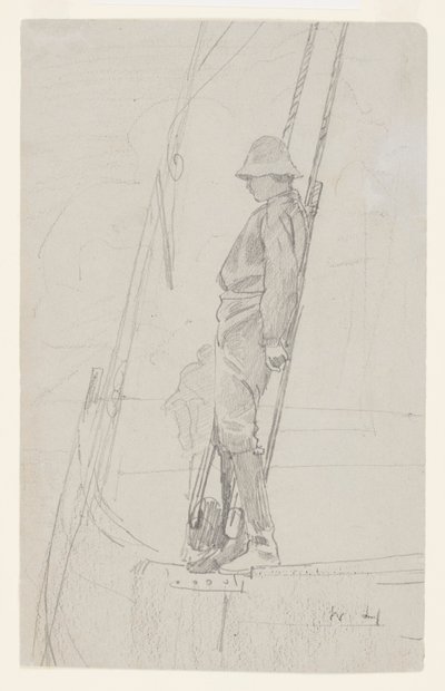 Junger Mann lehnt an Segelboot-Rigg von Winslow Homer