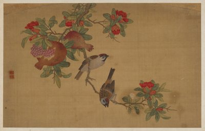 Vögel, Früchte und Blumen, Qing-Dynastie, 1741 von Wu Zhang