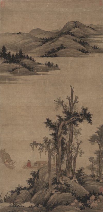 Fischer-Einsiedler im Strom und Gebirge, 1300er von Wu Zhen