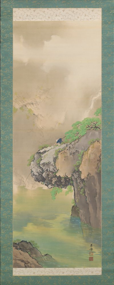Angeln an einem Bergbach von Yamamoto Shunkyo