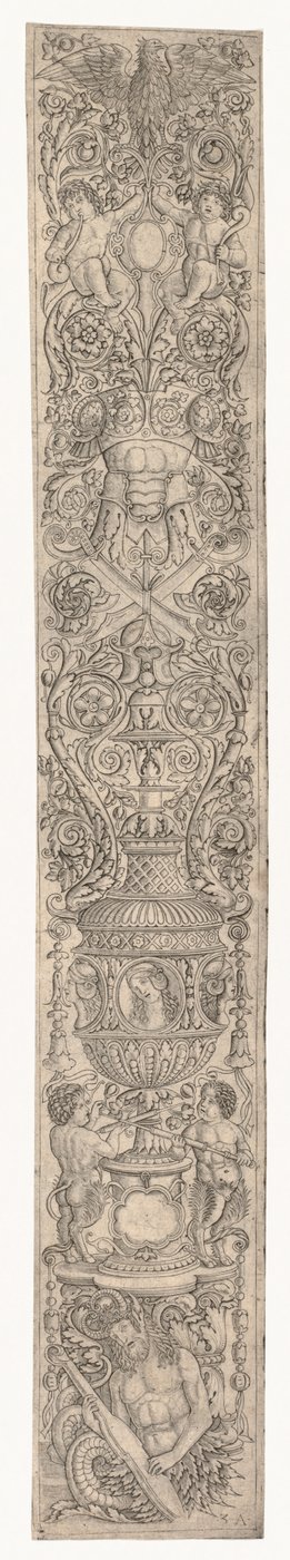 Ornamenttafel: Triton und zwei Satyrkinder von Zoan Andrea