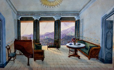 Musikzimmer mit Blick auf den See von Georg Carl Heinrich Dollmann