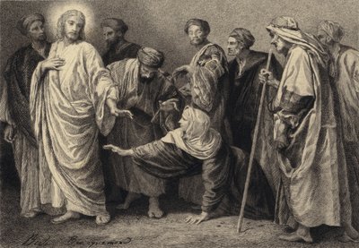 Jesus heilt eine Frau von after Albert Robida