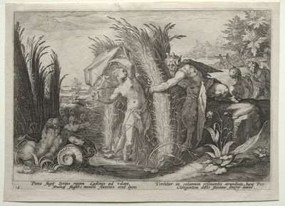 Pan verfolgt Syrinx von after Hendrick Goltzius