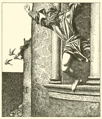 Sir Tristram springt ins Meer von after Howard Pyle