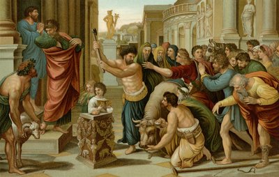 Paulus und Barnabas in Lystra von after Raphael