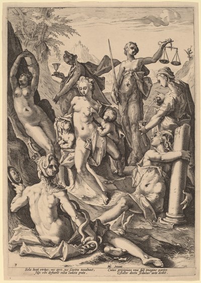 Die Sieben Tugenden von attributed to Jacob Matham, after Hendrik Goltzius