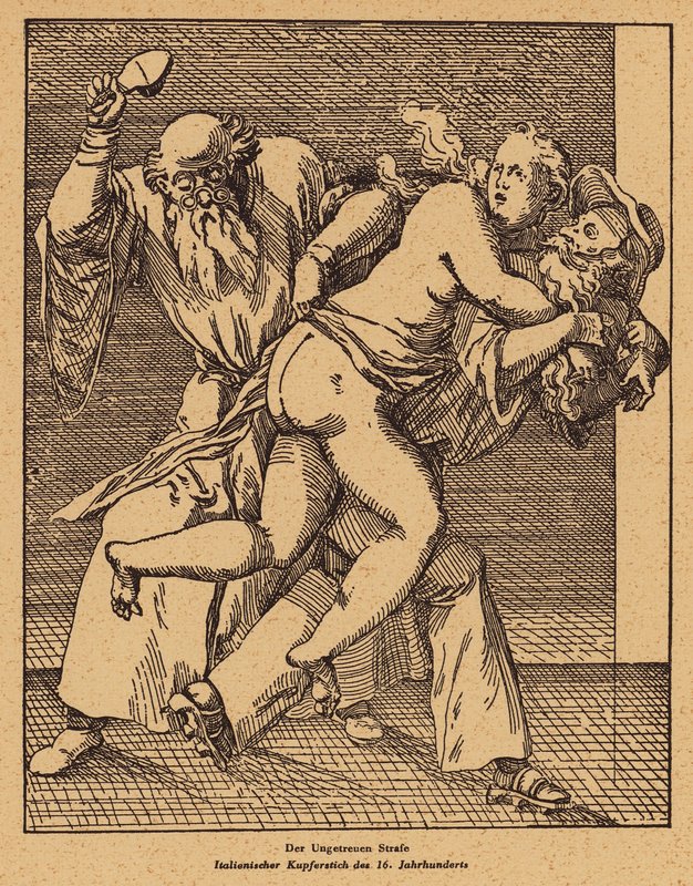 Bestrafung der Untreue (Gravur) von (after) Italian School