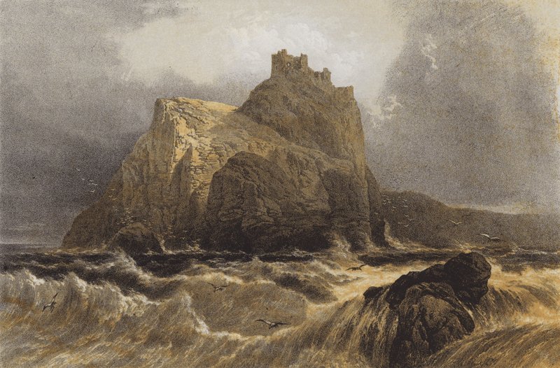 Fast Castle, vom Meer aus von English School