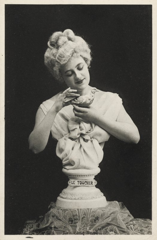 Büste einer Frau mit einem Vogel von French Photographer