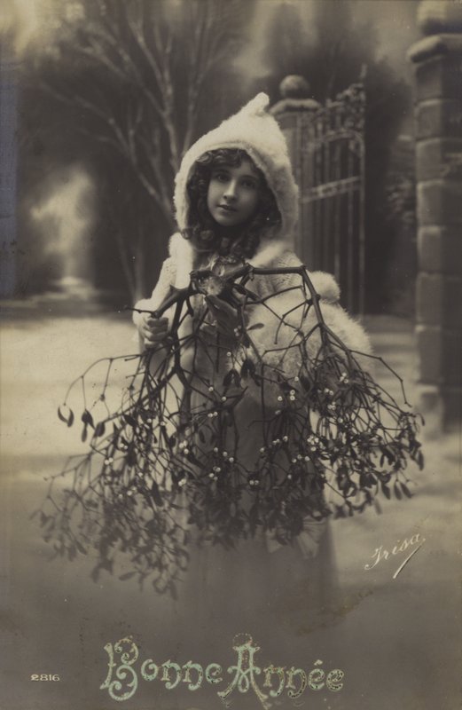 Mädchen mit Mistelzweig von French Photographer