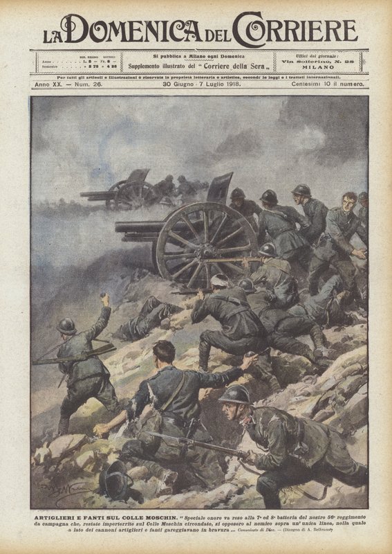 Artilleristen Und Infanteristen Auf Dem Colle Moschin von Achille Beltrame