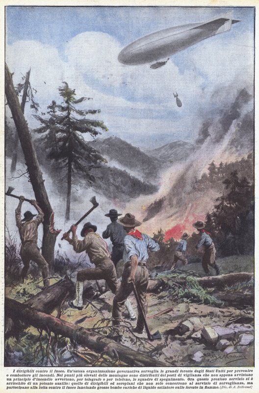 Die Luftschiffe gegen das Feuer von Achille Beltrame