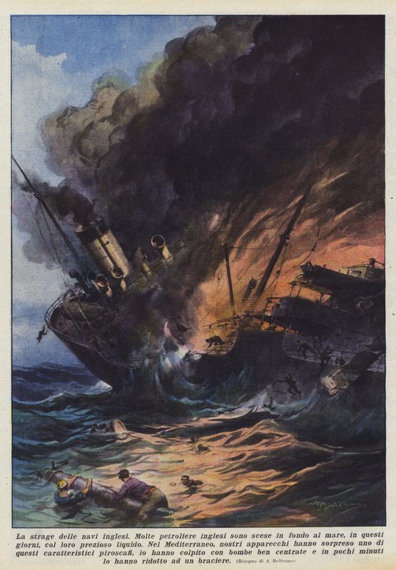 Das Massaker an den englischen Schiffen von Achille Beltrame