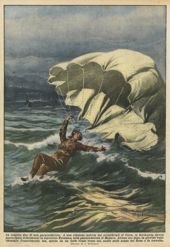 Das tragische Ende einer Fallschirmspringerin von Achille Beltrame