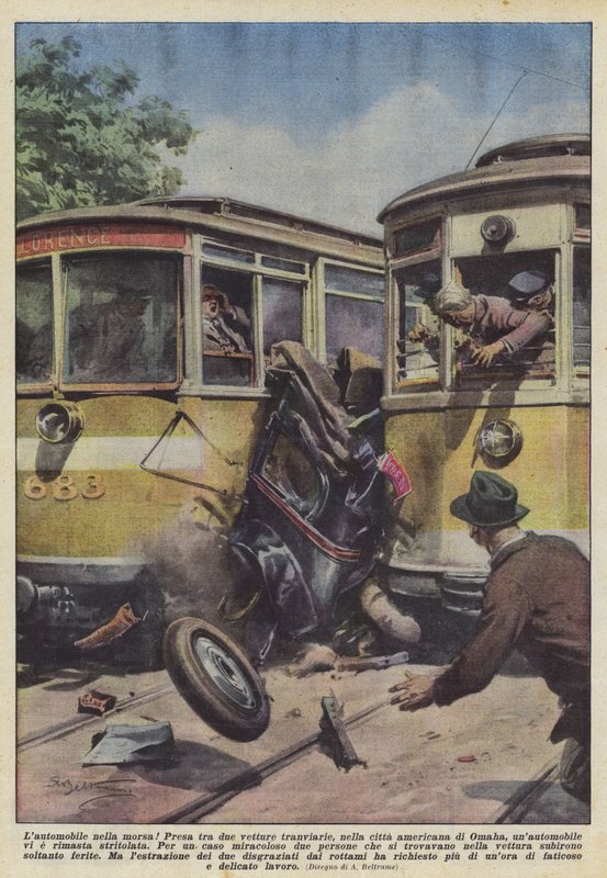 Das Auto in der Zange! von Achille Beltrame