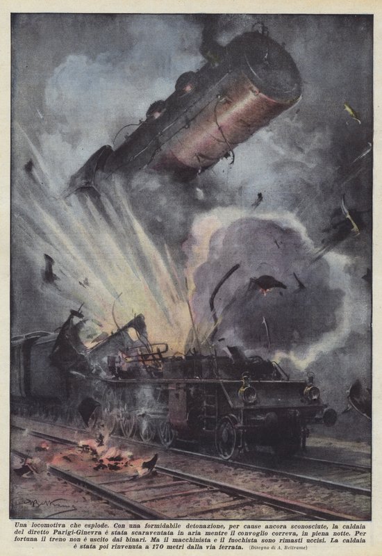 Eine explodierende Lokomotive von Achille Beltrame