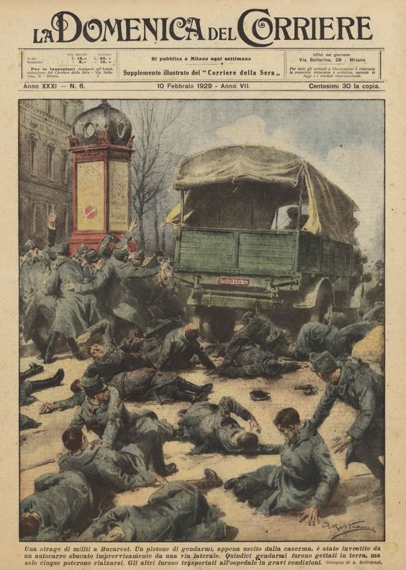 Ein Massaker an Soldaten in Bukarest von Achille Beltrame
