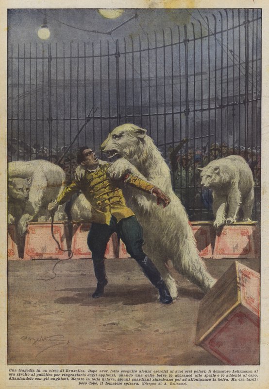 Eine Tragödie in einem Zirkus in Brüssel von Achille Beltrame
