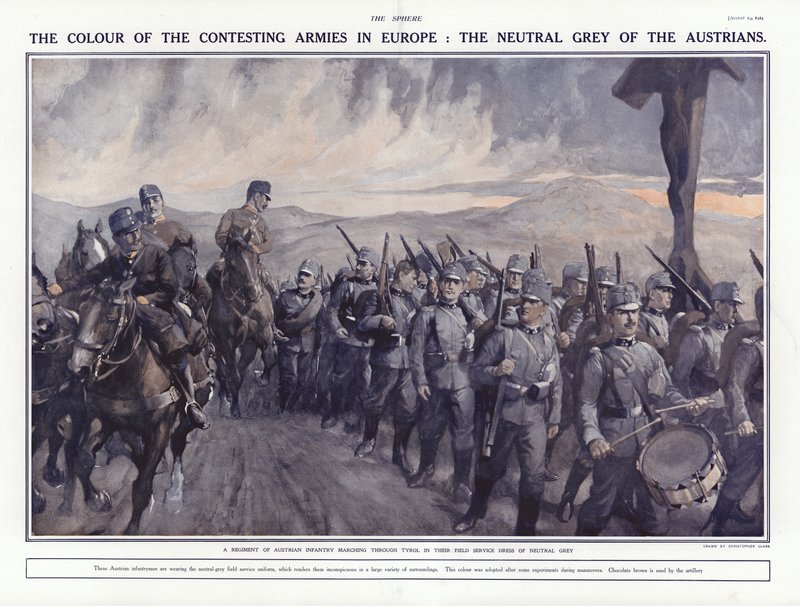 Österreichische Soldaten marschieren durch Tirol, Erster Weltkrieg, 1914 von Addison Thomas Millar