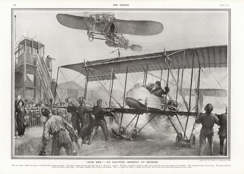 Beinahe-Unfall auf dem Hendon Aerodrome, 1913 von Addison Thomas Millar