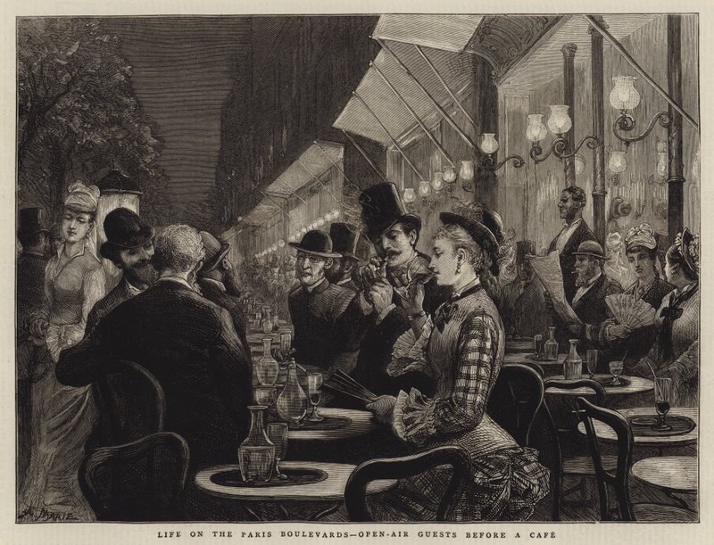 Leben auf den Pariser Boulevards, Freiluftgäste vor einem Café von Adrien Emmanuel Marie