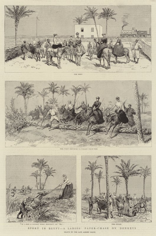 Sport in Ägypten, eine Damen-Papierjagd auf Eseln von Adrien Emmanuel Marie