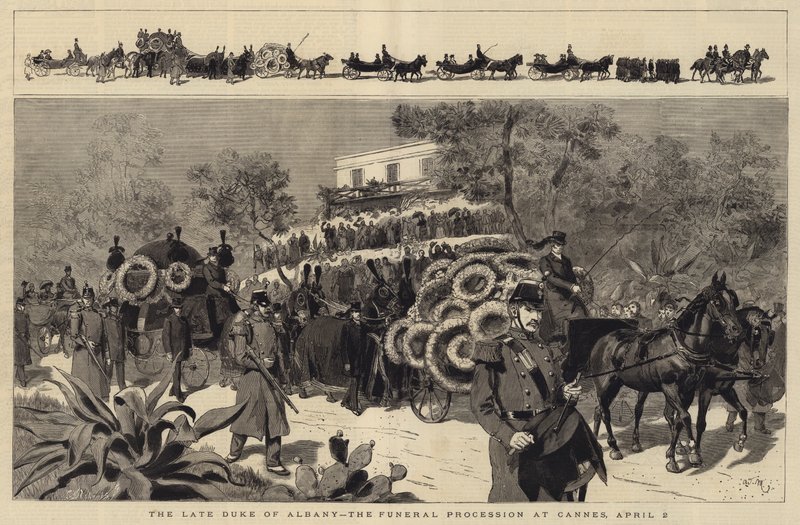 Der verstorbene Herzog von Albany, der Trauerzug in Cannes, 2. April von Adrien Emmanuel Marie