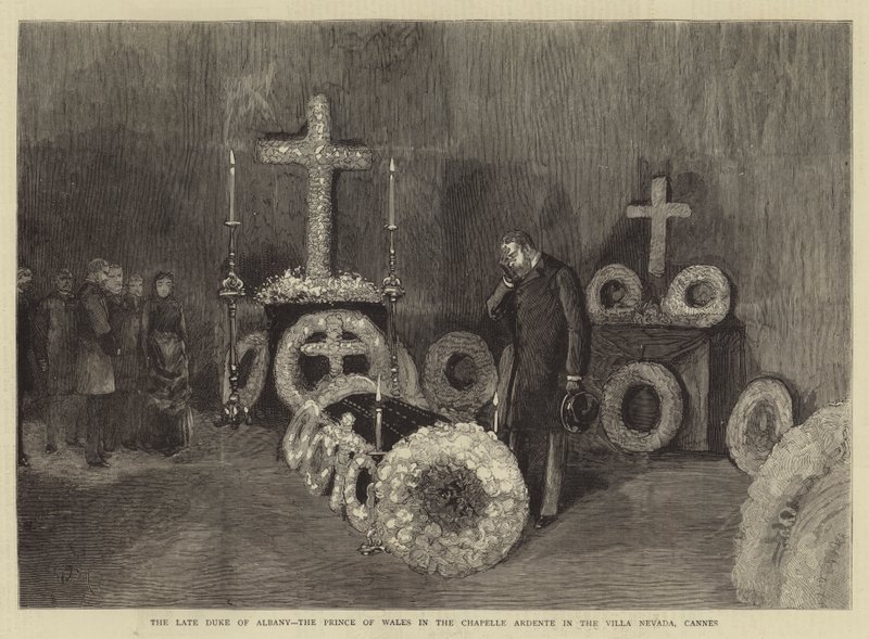 Der verstorbene Herzog von Albany, der Prinz von Wales in der Chapelle Ardente in der Villa Nevada, Cannes von Adrien Emmanuel Marie