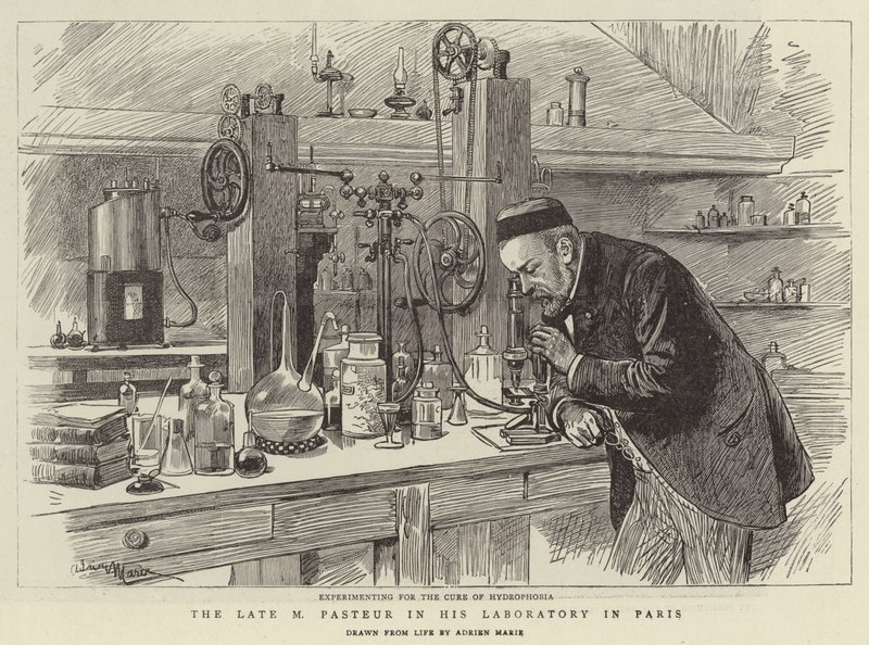 Der verstorbene M Pasteur in seinem Labor in Paris von Adrien Emmanuel Marie